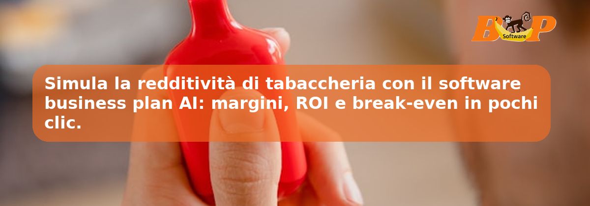 Simula la redditività di tabaccheria con il software business plan AI: margini, ROI e break-even in pochi clic.