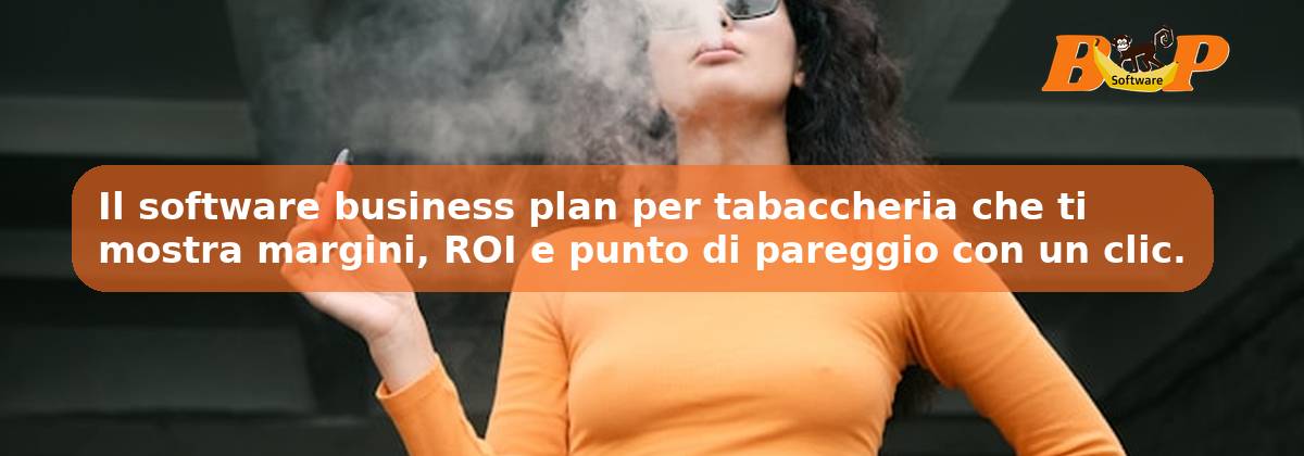 Il software business plan per tabaccheria che ti mostra margini, ROI e punto di pareggio con un clic.