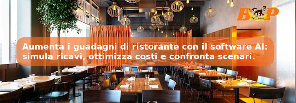 Aumenta i guadagni di ristorante con il software AI: simula ricavi, ottimizza costi e confronta scenari.