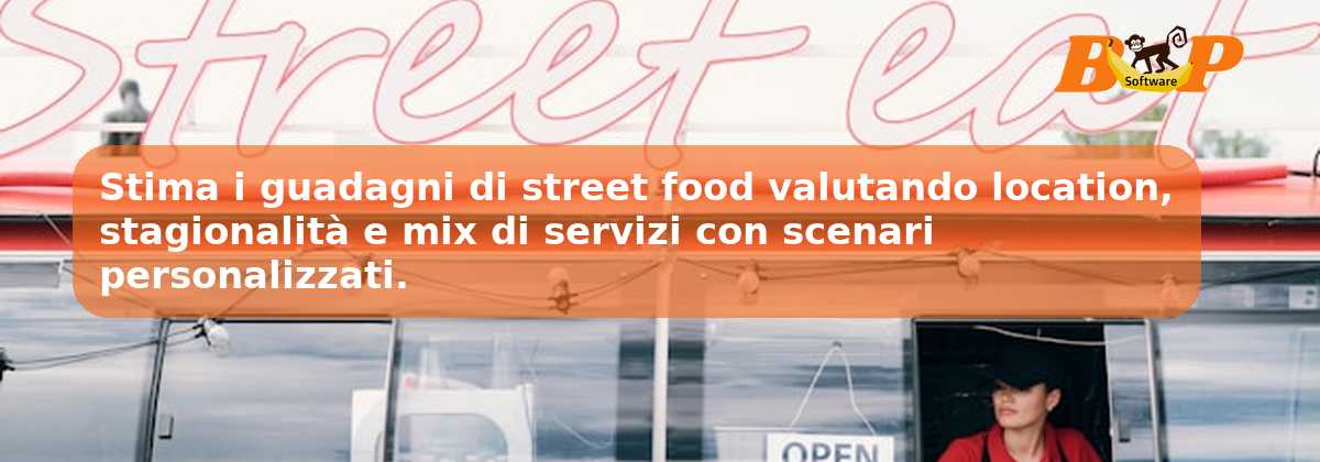 Stima i guadagni di street food valutando location, stagionalità e mix di servizi con scenari personalizzati.