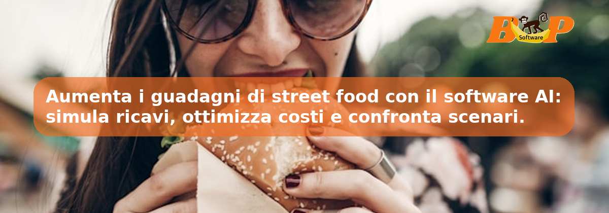 Aumenta i guadagni di street food con il software AI: simula ricavi, ottimizza costi e confronta scenari.